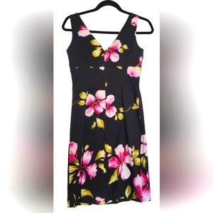 Petite mini dress with floral accent